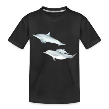 funny dolphin family - Kids' Premium Organic T-Shirt - black - Front