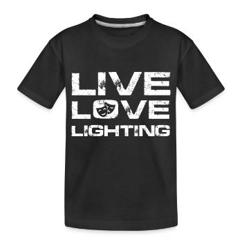 live love lighting Design pour un amateur de théâtre - T-shirt bio Premium Enfant - noir - Devant