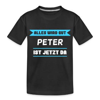 Peter Name Design für stolze Peter - Kinder Premium Bio T-Shirt - Schwarz - Vorne
