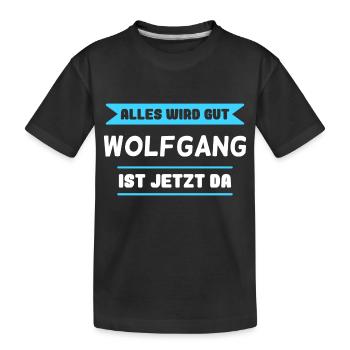 Wolfgang Name Design für stolze Wolfgangs - Kinder Premium Bio T-Shirt - Schwarz - Vorne