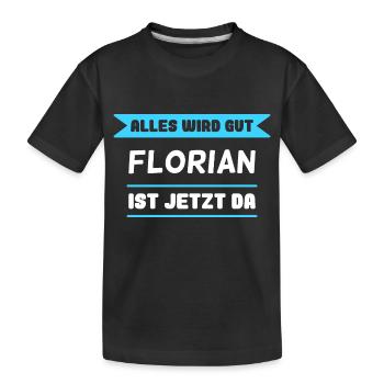 Florian Name Design für stolze Florians - Kinder Premium Bio T-Shirt - Schwarz - Vorne