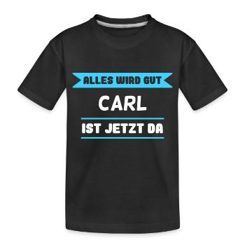 Carl Name Design für stolze Carls - Kinder Premium Bio T-Shirt - Schwarz - Vorne