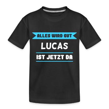 Lucas Name Design für stolze Lucas - Kinder Premium Bio T-Shirt - Schwarz - Vorne