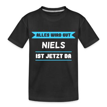 Niels Name Design für stolze Niels - Kinder Premium Bio T-Shirt - Schwarz - Vorne