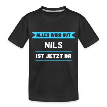 Nils Name Design für stolze Nils - Kinder Premium Bio T-Shirt - Schwarz - Vorne