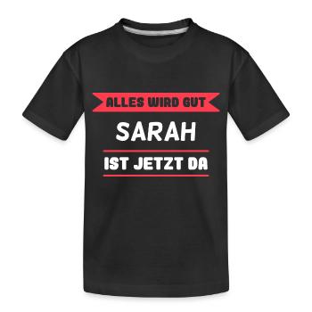 Sarah Name Design für stolze Sarahs - Kinder Premium Bio T-Shirt - Schwarz - Vorne