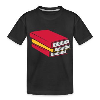 Design stacked books comic - Kids' Premium Organic T-Shirt - black - Front