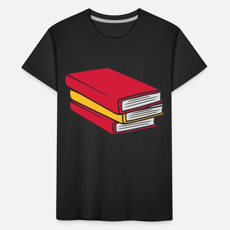 Design gestapelte Bücher Comic Kinder Premium Bio T-Shirt