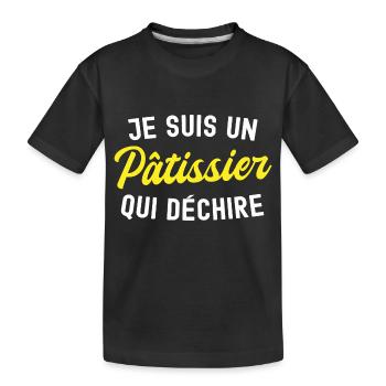 pâtissier qui déchire / humour patissier - T-shirt bio Premium Enfant - noir - Devant
