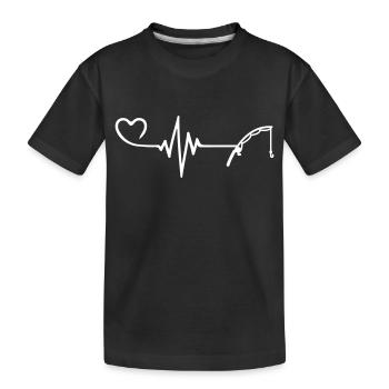 Angelrute Herzschlag - Kinder Premium Bio T-Shirt - Schwarz - Vorne