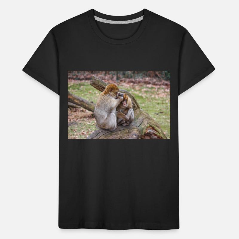 Macaques de Barbarie (Berberaffe) Macaca sylvanus T-shirt bio Premium Enfant