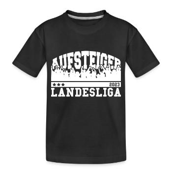 Aufsteiger 2023 Landesliga Aufstieg Fußball - Kinder Premium Bio T-Shirt - Schwarz - Vorne