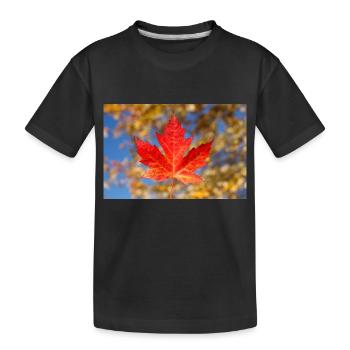 Rotes Ahornblatt - Kinder Premium Bio T-Shirt - Schwarz - Vorne