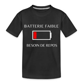 Batterie faible besoin de repos - T-shirt bio Premium Enfant - noir - Devant