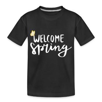 Welcome Spring - Kinder Premium Bio T-Shirt - Schwarz - Vorne
