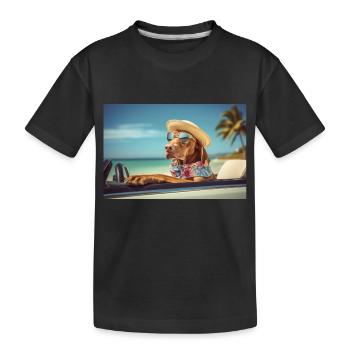 Cooler Magyar Vizsla mit Sonnenbrille - Kinder Premium Bio T-Shirt - Schwarz - Vorne