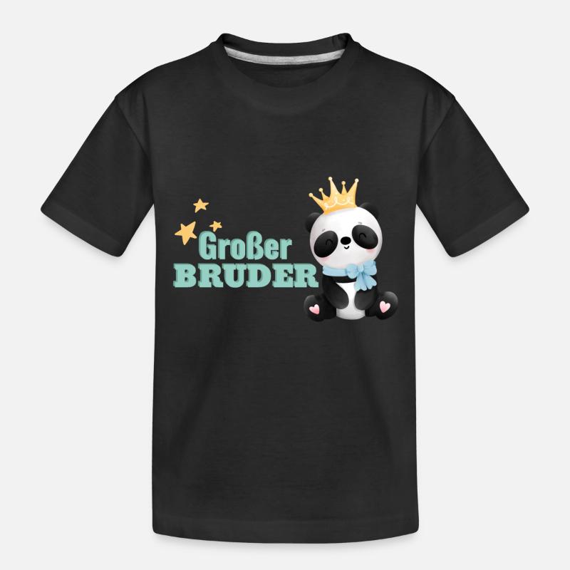 Großer Bruder Panda - Kinder Premium Bio T-Shirt - Schwarz