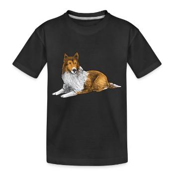 Longhair Collie Rough Collie Dog - Kids' Premium Organic T-Shirt - black - Front