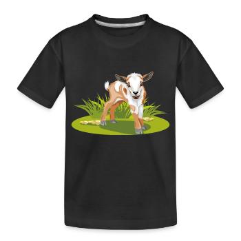Mignon bébé chèvre sur la pelouse - T-shirt bio Premium Enfant - noir - Devant