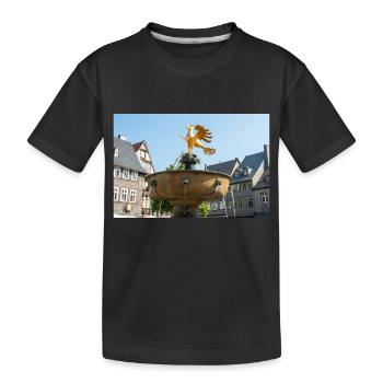 historischer Brunnenmarkt Goslar (Marktbrunnen) - Kinder Premium Bio T-Shirt - Schwarz - Vorne