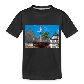Brunnen auf historischem Marktplatz Goslar - Kinder Premium Bio T-Shirt - Schwarz - Vorne