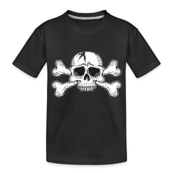 skull with bones - Kids' Premium Organic T-Shirt - black - Front