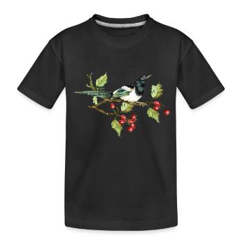 Bunter Vogel - Kinder Premium Bio T-Shirt - Schwarz - Vorne