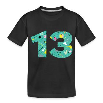 Personalized 13 Anniversary Number - Kids' Premium Organic T-Shirt - black - Front