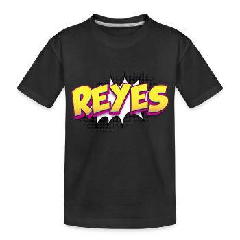 Reyes benutzerdefinierter Name Comic-Buch-Stil Pop-Art, Reyes - Kinder Premium Bio T-Shirt - Schwarz - Vorne