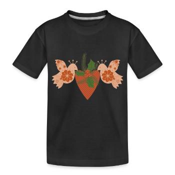 Weihnachtliche Friedenstauben mit Herz - Kinder Premium Bio T-Shirt - Schwarz - Vorne