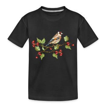 Bunter Vogel - Kinder Premium Bio T-Shirt - Schwarz - Vorne