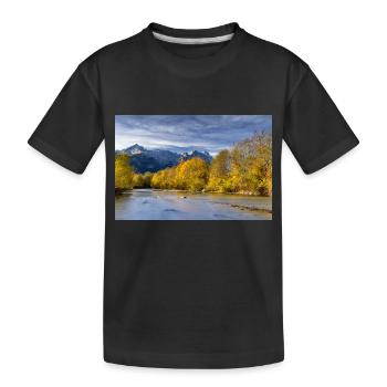 Autumn atmosphere on the Loisach with the Zugspitze - Kids' Premium Organic T-Shirt - black - Front