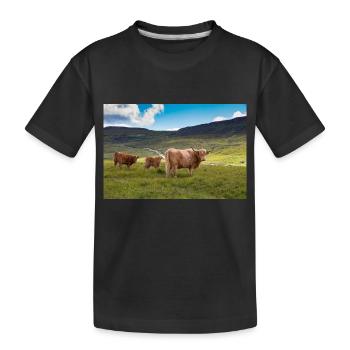 Schottische Hochlandrinder - Kinder Premium Bio T-Shirt - Schwarz - Vorne