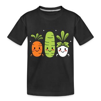 Humorvolles kleines veganes Gemüse - Kinder Premium Bio T-Shirt - Schwarz - Vorne