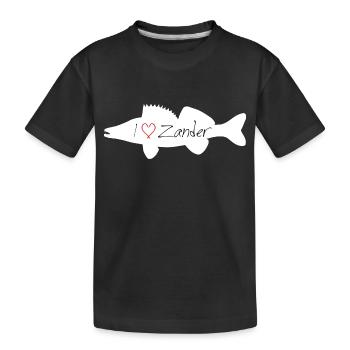 J’aime le sandre blanc - T-shirt bio Premium Enfant - noir - Devant