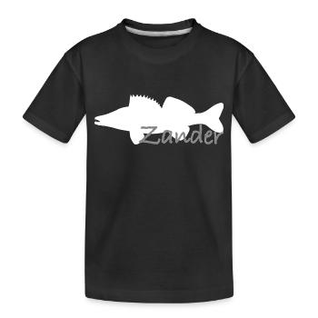 Sandre blanc avec lettrage gris - T-shirt bio Premium Enfant - noir - Devant