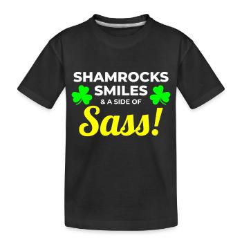 Shamrocks, Smiles, and Sass: Funny Irish Girl - Kids' Premium Organic T-Shirt - black - Front