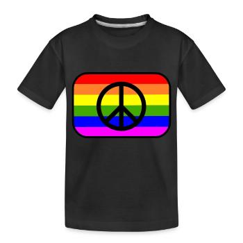 Peacezeichen auf LGBT Regenbogenfahne - Kinder Premium Bio T-Shirt - Schwarz - Vorne