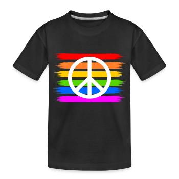 Signe de paix de paix sur le drapeau arc-en-ciel arc-en-ciel - T-shirt bio Premium Enfant - noir - Devant