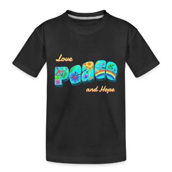 Paix, espoir, amour. Vintage coloré - T-shirt bio Premium Enfant - noir - Devant