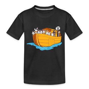 Noah Arche Boot Hasen - Kinder Premium Bio T-Shirt - Schwarz - Vorne