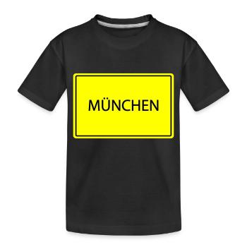 ortsschild münchen - Kinder Premium Bio T-Shirt - Schwarz - Vorne