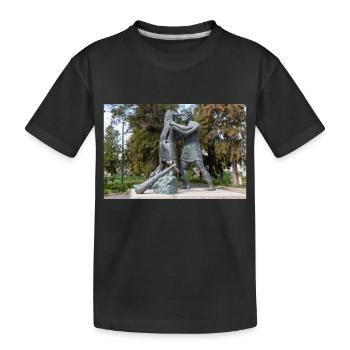 Statue des mythologischen Ringkampfes - Kinder Premium Bio T-Shirt - Schwarz - Vorne