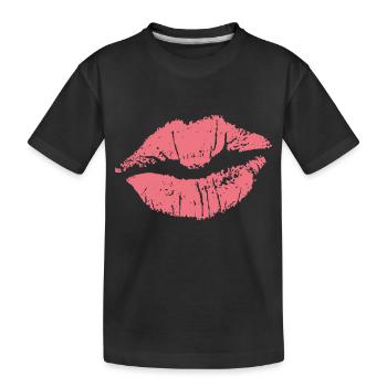 Kuss Kiss Liebe Kussmund JGA - Kinder Premium Bio T-Shirt - Schwarz - Vorne
