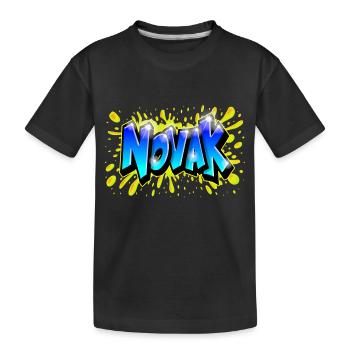 Graffiti NOVAK splash yellow name printable - Kids' Premium Organic T-Shirt - black - Front
