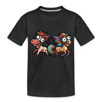 crazy horses horse horse horse kids - Kids' Premium Organic T-Shirt - black - Front