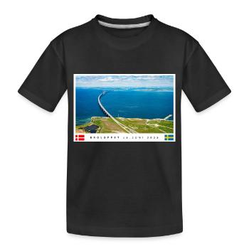 Buntes Brückenmotiv mit Datum und Flaggen - Kinder Premium Bio T-Shirt - Schwarz - Vorne