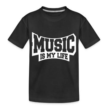 Music is my Life Musik Leben Liebe Spruch Zitat - Kinder Premium Bio T-Shirt - Schwarz - Vorne