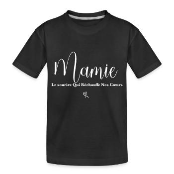 Mamie le sourire qui réchauffe nos cœurs - T-shirt bio Premium Enfant - noir - Devant