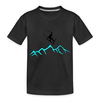 skifahrer gebirge 02 - Kinder Premium Bio T-Shirt - Schwarz - Vorne